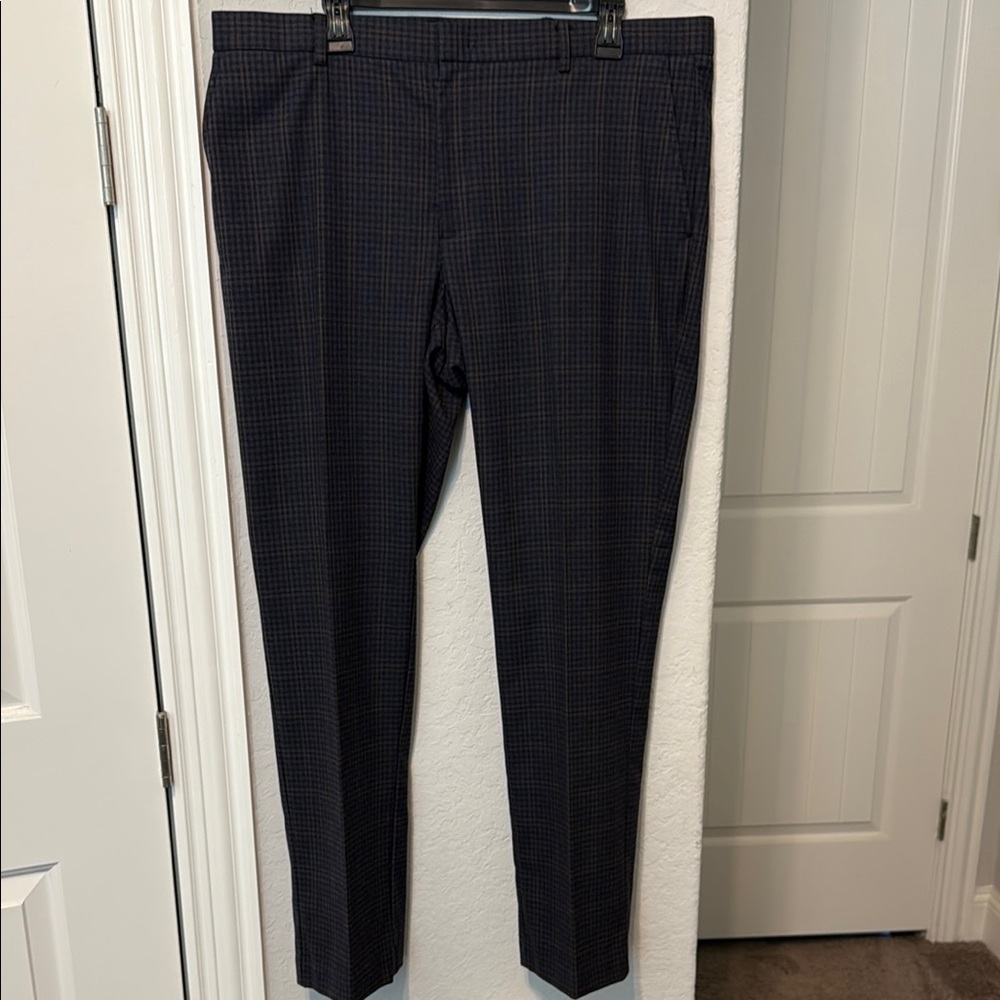 Tommy Hilfiger Plaid Black Dress Pants Sleek Tailored Fit